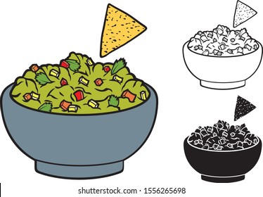 Mexican nachos and guacamole vector