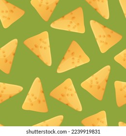 Ilustración de patrones sin fisuras de nachos mexicanos en estilo de caricatura