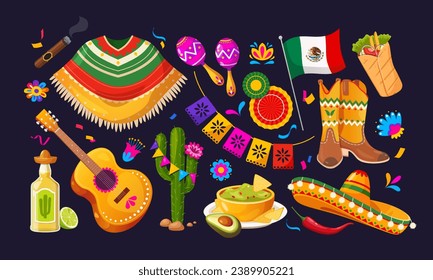 Mexican national cultural symbols. Vector illustration