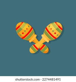 Mexican national maracas. Vector illustration in trendy flat style.
