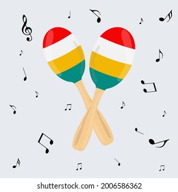 Mexican national musical instrument with a decor of notes - maracas