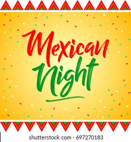 Mexican night vector lettering celebration design