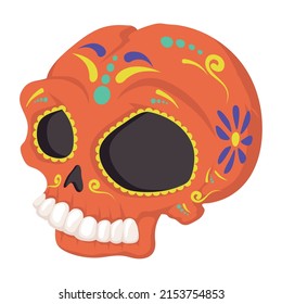 mexican orange skull head icon