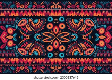 Patrón tribal de ornamentos mexicanos. Resumen de la antigua línea gráfica de la etnia tribal tradicional folk antiguo. Elegante estilo retro vintage de lujo. Tela textil textil de tejido étnico mexicano.