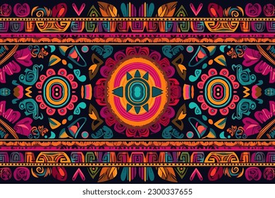 Mexican ornament tribal pattern. Abstract traditional folk ancient antique tribal ethnic graphic line. Ornate elegant luxury vintage retro style. Texture textile fabric ethnic Mexican patterns.