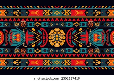 Mexican ornament tribal pattern. Abstract traditional folk ancient antique tribal ethnic graphic line. Ornate elegant luxury vintage retro style. Texture textile fabric ethnic Mexican patterns.