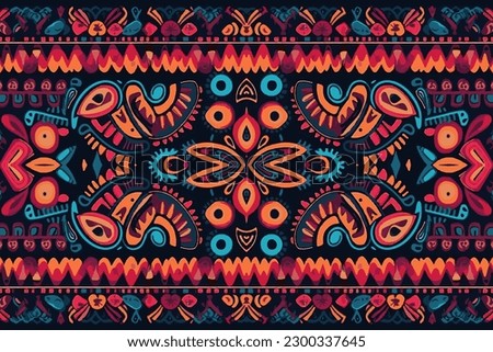 Mexican ornament tribal pattern. Abstract traditional folk ancient antique tribal ethnic graphic line. Ornate elegant luxury vintage retro style. Texture textile fabric ethnic Mexican patterns.