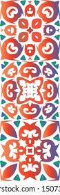 Mexican ornamental talavera ceramic. Kit of vector seamless patterns. Modern design. Red vintage backdrops for wallpaper, web background, towels, print, surface texture, pillows.