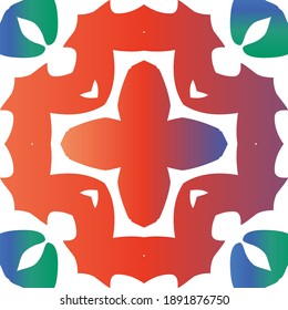 Mexican ornamental talavera ceramic. Minimal design. Vector seamless pattern poster. Red vintage backdrop for wallpaper, web background, towels, print, surface texture, pillows.