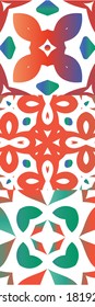 Mexican ornamental talavera ceramic. Modern design. Set of vector seamless patterns. Red vintage backdrops for wallpaper, web background, towels, print, surface texture, pillows.