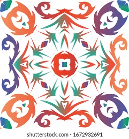 Mexican ornamental talavera ceramic. Original design. Vector seamless pattern flyer. Red vintage backdrop for wallpaper, web background, towels, print, surface texture, pillows.