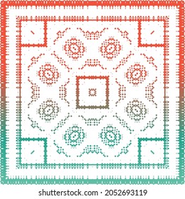 Mexican ornamental talavera ceramic. Original design. Vector seamless pattern illustration. Red vintage backdrop for wallpaper, web background, towels, print, surface texture, pillows.