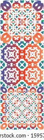 Mexican ornamental talavera ceramic. Set of vector seamless patterns. Original design. Red vintage backdrops for wallpaper, web background, towels, print, surface texture, pillows.