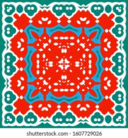 Mexican ornamental talavera ceramic. Stylish design. Vector seamless pattern theme. Red vintage backdrop for wallpaper, web background, towels, print, surface texture, pillows.