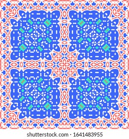 Mexican ornamental talavera ceramic. Stylish design. Vector seamless pattern theme. Red vintage backdrop for wallpaper, web background, towels, print, surface texture, pillows.