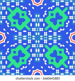 Mexican ornamental talavera ceramic. Stylish design. Vector seamless pattern theme. Red vintage backdrop for wallpaper, web background, towels, print, surface texture, pillows.
