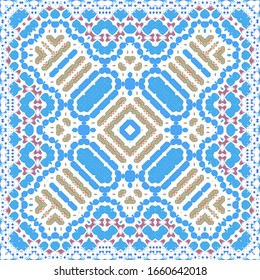 Mexican ornamental talavera ceramic. Stylish design. Vector seamless pattern theme. Red vintage backdrop for wallpaper, web background, towels, print, surface texture, pillows.