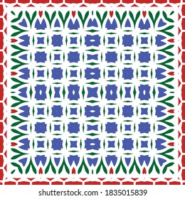 Mexican ornamental talavera ceramic. Stylish design. Vector seamless pattern theme. Red vintage backdrop for wallpaper, web background, towels, print, surface texture, pillows.