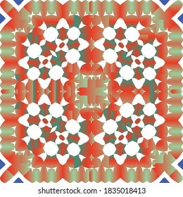 Mexican ornamental talavera ceramic. Stylish design. Vector seamless pattern theme. Red vintage backdrop for wallpaper, web background, towels, print, surface texture, pillows.