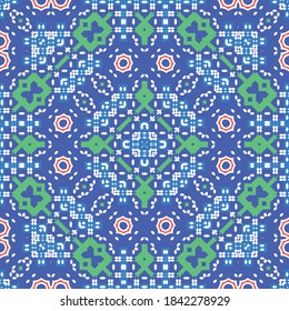 Mexican ornamental talavera ceramic. Stylish design. Vector seamless pattern theme. Red vintage backdrop for wallpaper, web background, towels, print, surface texture, pillows.
