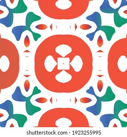 Mexican ornamental talavera ceramic. Stylish design. Vector seamless pattern theme. Red vintage backdrop for wallpaper, web background, towels, print, surface texture, pillows.