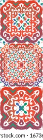 Mexican ornamental talavera ceramic. Universal design. Collection of vector seamless patterns. Red vintage backdrops for wallpaper, web background, towels, print, surface texture, pillows.