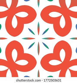 Mexican ornamental talavera ceramic. Universal design. Vector seamless pattern illustration. Red vintage backdrop for wallpaper, web background, towels, print, surface texture, pillows.