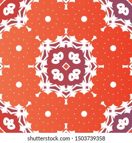 Mexican ornamental talavera ceramic. Vector seamless pattern trellis. Graphic design. Red vintage backdrop for wallpaper, web background, towels, print, surface texture, pillows.