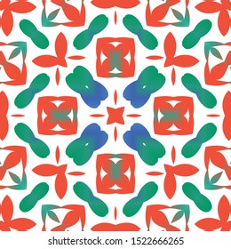 Mexican ornamental talavera ceramic. Vector seamless pattern collage. Stylish design. Red vintage backdrop for wallpaper, web background, towels, print, surface texture, pillows.