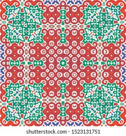Mexican ornamental talavera ceramic. Vector seamless pattern flyer. Colored design. 