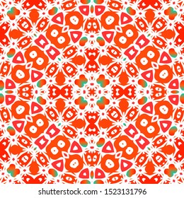 Mexican ornamental talavera ceramic. Vector seamless pattern arabesque. Hand drawn design. 
