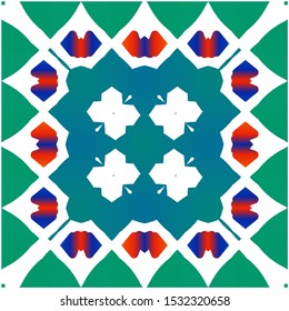 Mexican ornamental talavera ceramic. Vector seamless pattern collage. Hand drawn design. Red vintage backdrop for wallpaper, web background, towels, print, surface texture, pillows.
