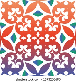 Mexican ornamental talavera ceramic. Vector seamless pattern elements. Creative design. Red vintage backdrop for wallpaper, web background, towels, print, surface texture, pillows.