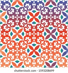 Mexican ornamental talavera ceramic. Vector seamless pattern trellis. Creative design. Red vintage backdrop for wallpaper, web background, towels, print, surface texture, pillows.