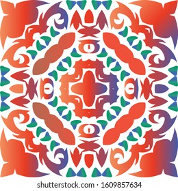 Mexican ornamental talavera ceramic. Vector seamless pattern concept. Minimal design. Red vintage backdrop for wallpaper, web background, towels, print, surface texture, pillows.