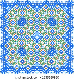 Mexican ornamental talavera ceramic. Vector seamless pattern collage. Hand drawn design. Red vintage backdrop for wallpaper, web background, towels, print, surface texture, pillows.
