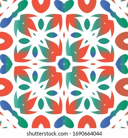 Mexican ornamental talavera ceramic. Vector seamless pattern concept. Minimal design. Red vintage backdrop for wallpaper, web background, towels, print, surface texture, pillows.