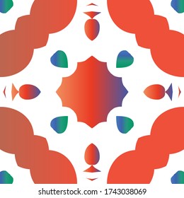 Cerámica de talavera ornamental mexicana. Tema del patrón sin fisuras del vector. Diseño original. Fondo rojo vintage para papel pintado, fondo web, toallas, impresión, textura superficial, almohadas.