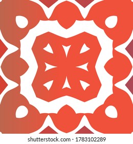 Mexican ornamental talavera ceramic. Vector seamless pattern arabesque. Universal design. Red vintage backdrop for wallpaper, web background, towels, print, surface texture, pillows.