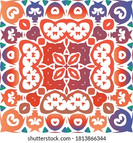 Cerámica de talavera ornamental mexicana. Afiche de patrones sin fisuras del vector. Diseño creativo. Fondo rojo vintage para papel pintado, fondo web, toallas, impresión, textura superficial, almohadas.
