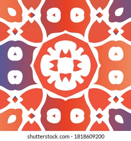 Cerámica de talavera ornamental mexicana. Afiche de patrones sin fisuras del vector. Diseño mínimo. Fondo rojo vintage para papel pintado, fondo web, toallas, impresión, textura superficial, almohadas.
