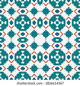 Mexican ornamental talavera ceramic. Vector seamless pattern collage. Hand drawn design. Red vintage backdrop for wallpaper, web background, towels, print, surface texture, pillows.