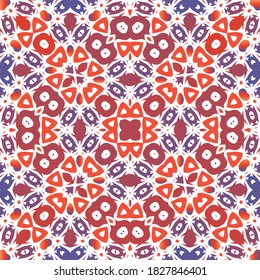 Cerámica de talavera ornamental mexicana. Patrón de vectores sin fisuras arabesco. Diseño dibujado a mano. Fondo rojo vintage para papel pintado, fondo web, toallas, impresión, textura superficial, almohadas.