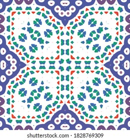 Cerámica de talavera ornamental mexicana. El enrejado de patrones sin fisuras del vector. Diseño gráfico. Fondo rojo vintage para papel pintado, fondo web, toallas, impresión, textura superficial, almohadas.