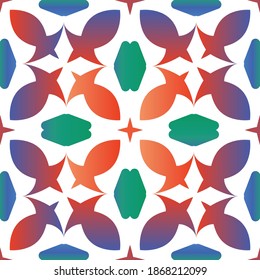 Mexican ornamental talavera ceramic. Vector seamless pattern texture. Geometric design. Red vintage backdrop for wallpaper, web background, towels, print, surface texture, pillows.