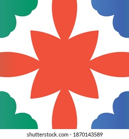 Mexican ornamental talavera ceramic. Vector seamless pattern flyer. Original design. Red vintage backdrop for wallpaper, web background, towels, print, surface texture, pillows.