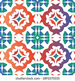 Mexican ornamental talavera ceramic. Vector seamless pattern collage. Fashionable design. Red vintage backdrop for wallpaper, web background, towels, print, surface texture, pillows.