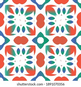 Mexikanische Ziertalavera-Keramik. Vektornahtlose Mustergrafik. Originelles Design. Rote Vintage-Hintergrund für Tapeten, Web-Hintergrund, Handtücher, Druck, Oberflächenstruktur, Kissen.