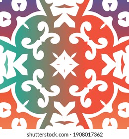 Cerámica de talavera ornamental mexicana. Ilustración de patrones sin fisuras del vector. Diseño dibujado a mano. Fondo rojo vintage para papel pintado, fondo web, toallas, impresión, textura superficial, almohadas.