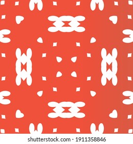 Mexican ornamental talavera ceramic. Vector seamless pattern elements. Hand drawn design. Red vintage backdrop for wallpaper, web background, towels, print, surface texture, pillows.